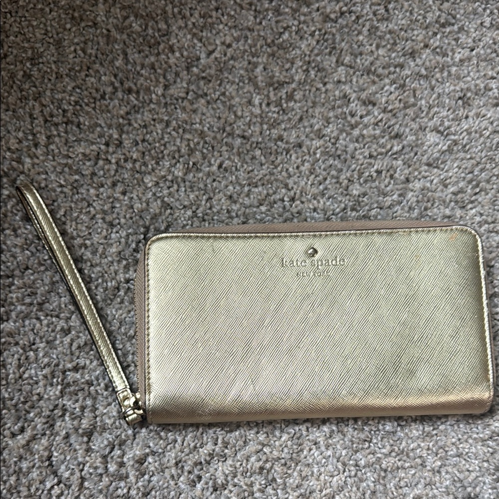kate spade Metallic Gold Wristlet Wallet - Picture 1 of 9